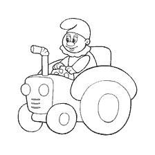 coloring page: Coloring with a toy tractor and a clown
