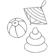 coloring page: Drawing of toys: top, ball and yule for coloring
