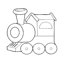 coloring page: Drawing of a toy locomotive for coloring