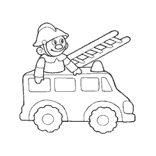 coloring page: Coloring fire truck with firefighter