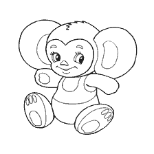 coloring page: Coloring with the image of Cheburashka - a cute character with large ears and a kind smile.