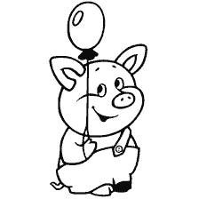 coloring page: Colorful coloring book with a toy pig holding a ball