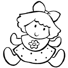 coloring page: Coloring doll with bow and flower