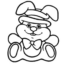 coloring page: Drawing of a hare with a hat and a butterfly
