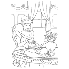 coloriage: Coloriage Cendrillon se préparant pour le Nouvel An