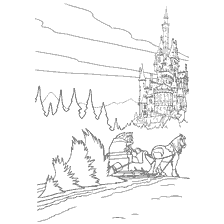 coloriage: La Bête emmène l'arbre au Château