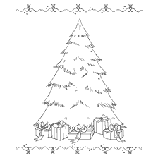 coloriage: Coloration avec un arbre de Noël et des cadeaux