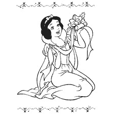 coloriage: Couleur Blanche Neige avec décoration d'arbre de Noël