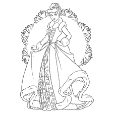 coloriage: Princesse Cendrillon en tenue de coloration d'hiver