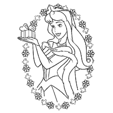 coloriage: La princesse Aurora possède un cadeau du Nouvel An