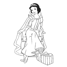 coloriage: Coloris avec Princesse Blanche Neige et cadeau du Nouvel An