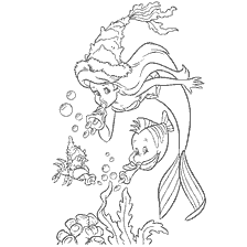 coloriage: Princesse Ariel monde sous-marin avec des amis