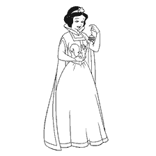 coloriage: Princesse Blanche Neige avec le bal du Nouvel An