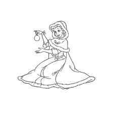 coloriage: Dessin de la princesse Belle tenant un bal du Nouvel An