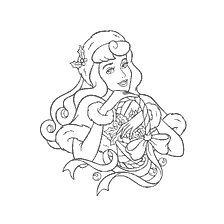 coloriage: Couleur Princesse Aurora avec décorations du Nouvel An