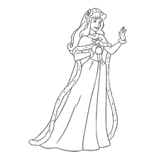 coloriage: Couleur Princesse Aurora en robe du Nouvel An