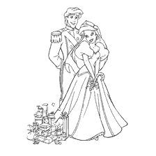coloriage: Disney Princesse Ariel et Prince Eric avec des cadeaux