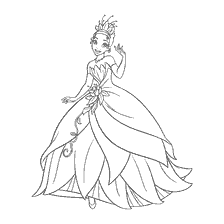 pagina da colorare: Principessa Tiana colorante della principessa e della rana