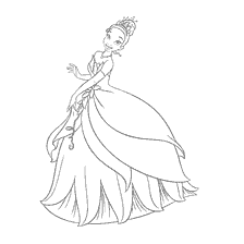 pagina da colorare: Principessa Tiana colorante della principessa e della rana