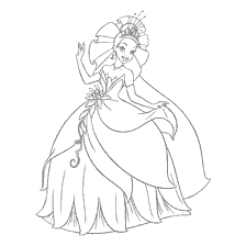 pagina da colorare: Principessa Tiana della Principessa e della Rana
