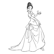pagina da colorare: La principessa Tiana tiene una rana nelle sue mani