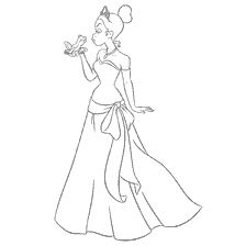 pagina da colorare: Principessa Tiana con Rane