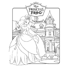 pagina da colorare: Disegni Principessa Tiana da Disney