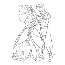 pagina da colorare: Disegno del Principe e Principessa dalla Principessa e dalla Rana