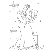 pagina da colorare: Tiana e Prince Naveen danzano sotto le stelle