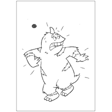 coloring page: Coloring of the Monsters Corporation Character with Flowers in the Background