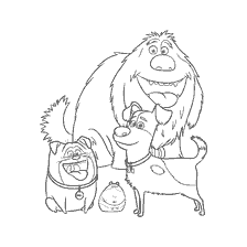 página para colorear: Personajes de la vida secreta de mascotas en la coloración