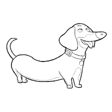 página para colorear: Colorear el dachshund de Buddy de la vida secreta de mascotas