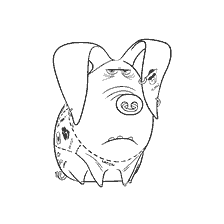 página para colorear: Pig tatuaje con tatuajes y cara expresiva