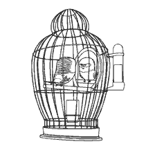 página para colorear: Colorear un loro en una jaula de la vida secreta de mascotas