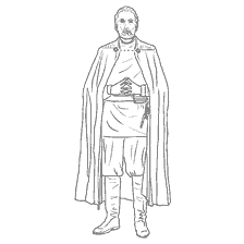 coloriage: Le comte Dooku dans un manteau Star Wars.
