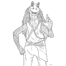 coloriage: Jar Jar Binks dans Star Wars: épisode II