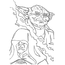 coloring page: Darth Sidious and Master Yoda from Star Wars Episode III - Revenge of the Sith