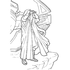 coloring page: Anakin Skywalker from Star Wars looking through binoculars