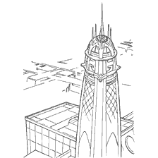 coloring page: Drawing of the Jedi Temple from Star Wars