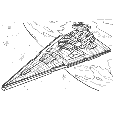 coloring page: Starfighter view from Star Wars Episode III
