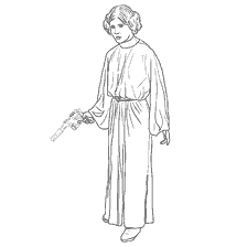 Princess Leia with a Star Wars laser weapon