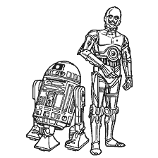 Coloring droids R2-D2 and C-3PO from Star Wars