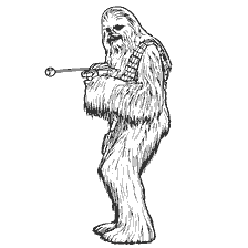 Chewbaka mit Blasen in der Hand