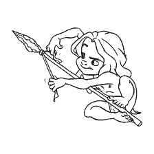 coloring page: Drawing of baby Tarzan with a spear