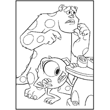 coloring page: Monsters Corporation with characters Sally and Mike