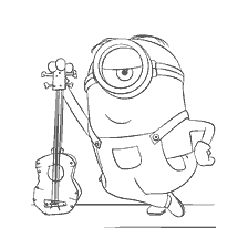 página para colorir: Colorir por Mignon Stewart com uma guitarra