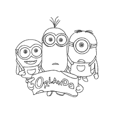página para colorir: Colorir Minions: Três Minions com Orlando