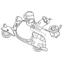 página para colorir: Colorir Minions em uma motocicleta
