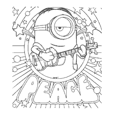 página para colorir: Colorir por Mignon Stewart com guitarra e inscrição PEACE