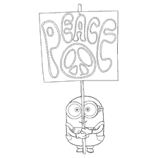 página para colorir: Mignon mantém um cartaz lendo PEACE